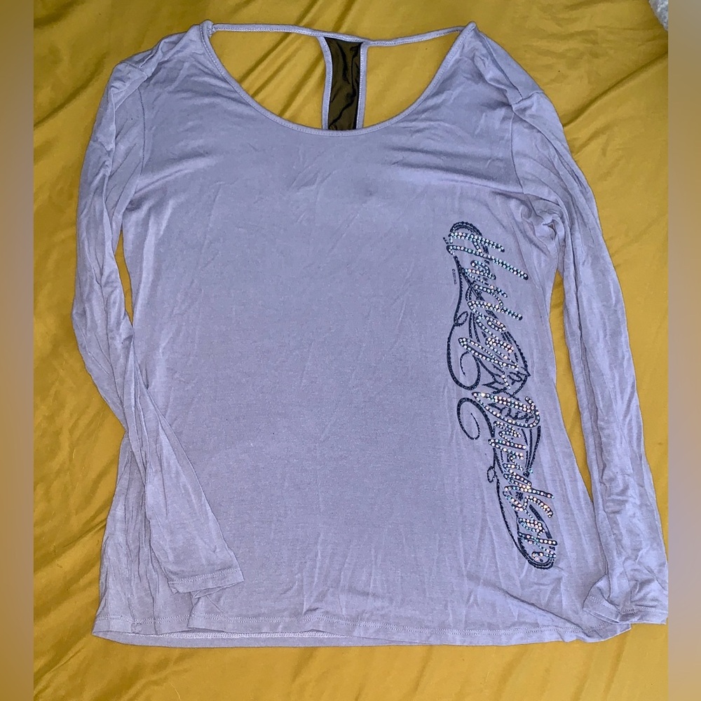 Harley-Davidson Light Purple Embellished Long Sleeve Tee